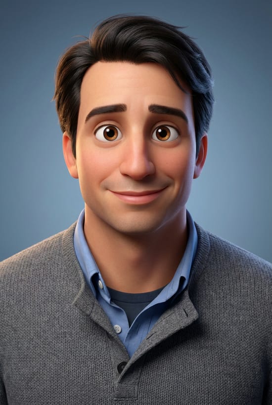A 3D cartoon portrait: the look of the "Cartoon 3D" sticker style.