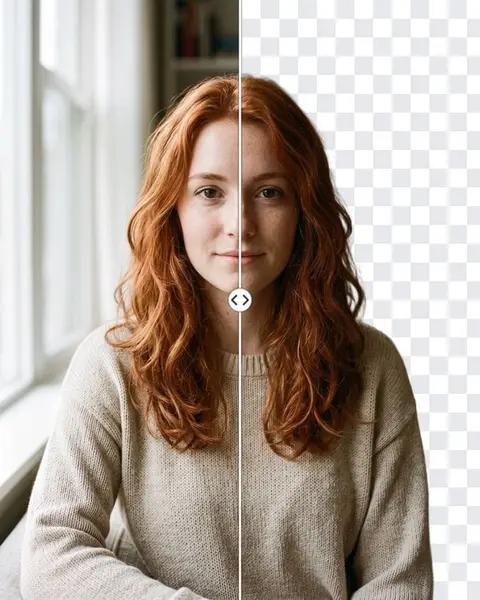 Left: the original photo. Right: the cutout on transparency, with the hair edges kept.