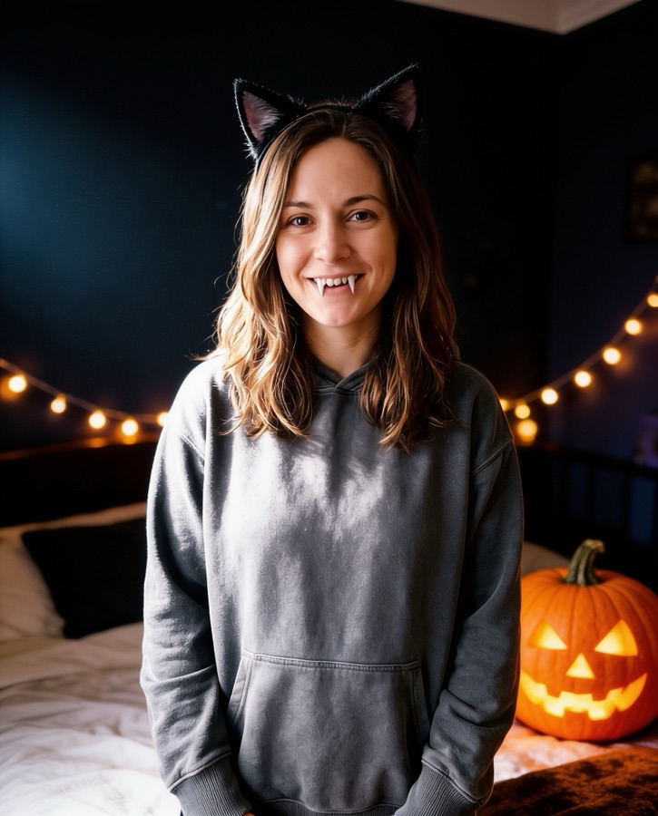 The Y2K Halloween flash photo, the other retro trend in the bot.